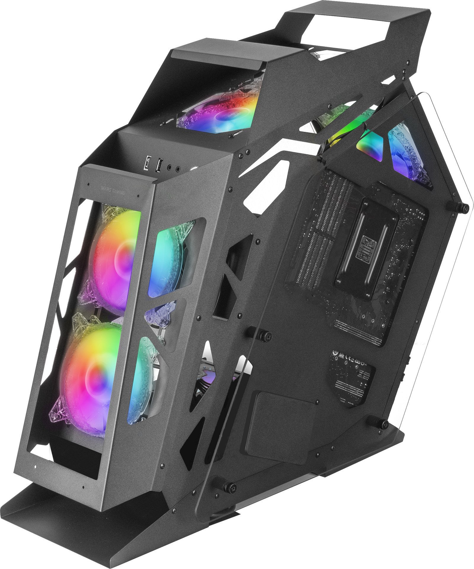 Kuti kompjuterike Mars Gaming MC61, Micro ATX, 4 ventilatorë 12cm ARGB, xham i temperuar, e zezë