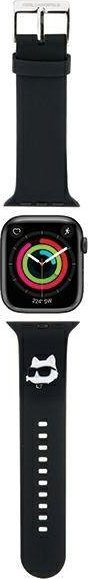 Rrip ore Karl Lagerfeld për Apple Watch, 42/44/45mm dhe Ultra, gome, i zi