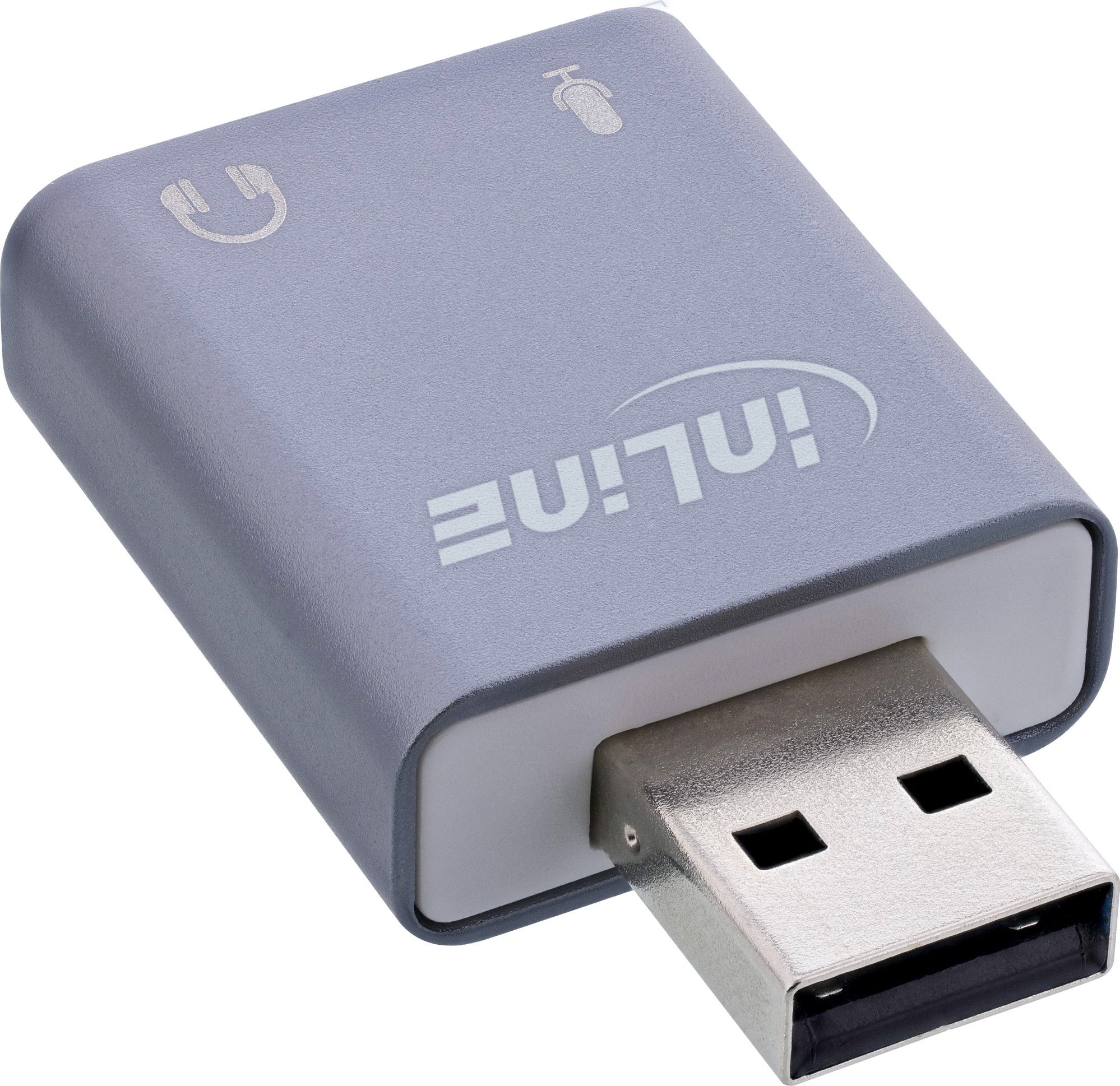 Adapter audio USB InLine, USB A, dalje kufje, hyrje mikrofon, gri