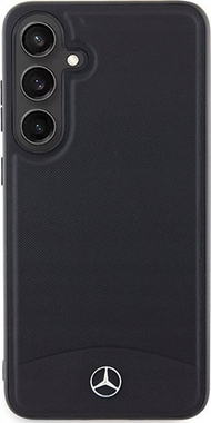 Mbulesë telefoni Mercedes Benz Leather Fluted për Galaxy S24, lëkurë, e zezë