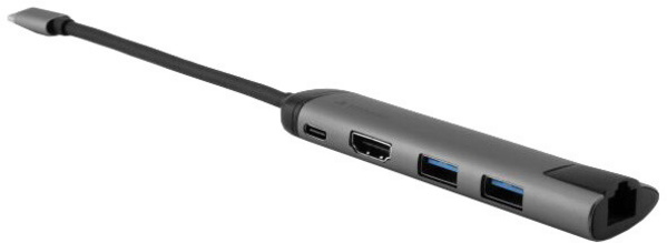 [OUTLET] Hub USB Verbatim, USB-C në USB-C 3.1, 2x USB 3.0, HDMI, RJ45, i zi / hirtë