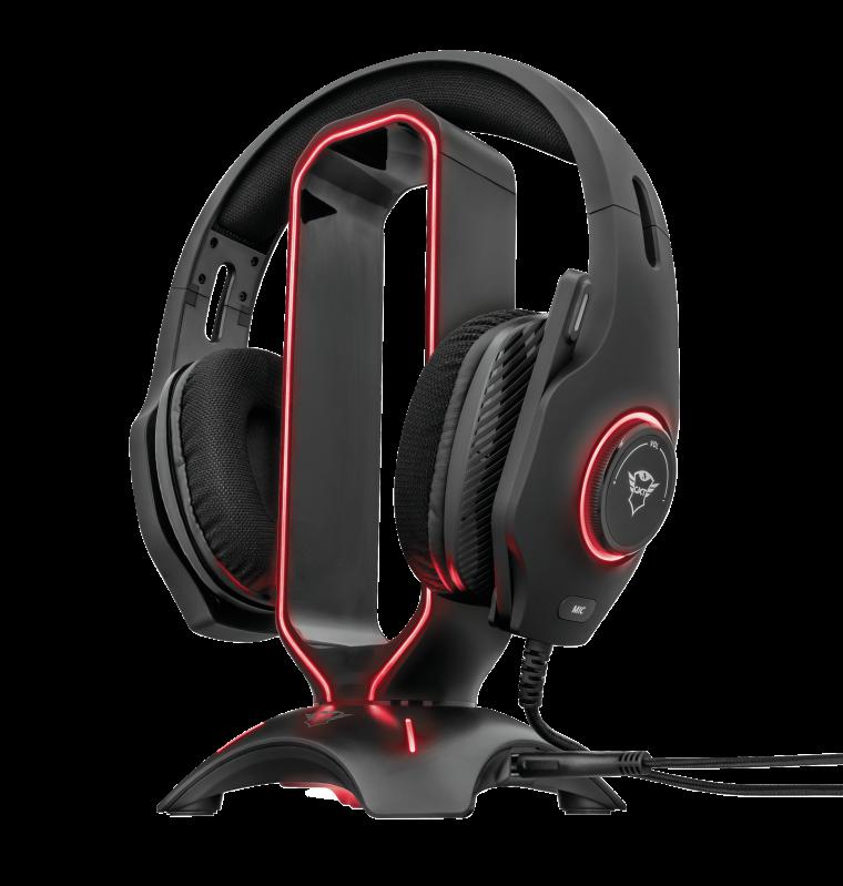 Qëndrim për kufje Trust GXT 265 Cintar, RGB, 2x USB, i zi