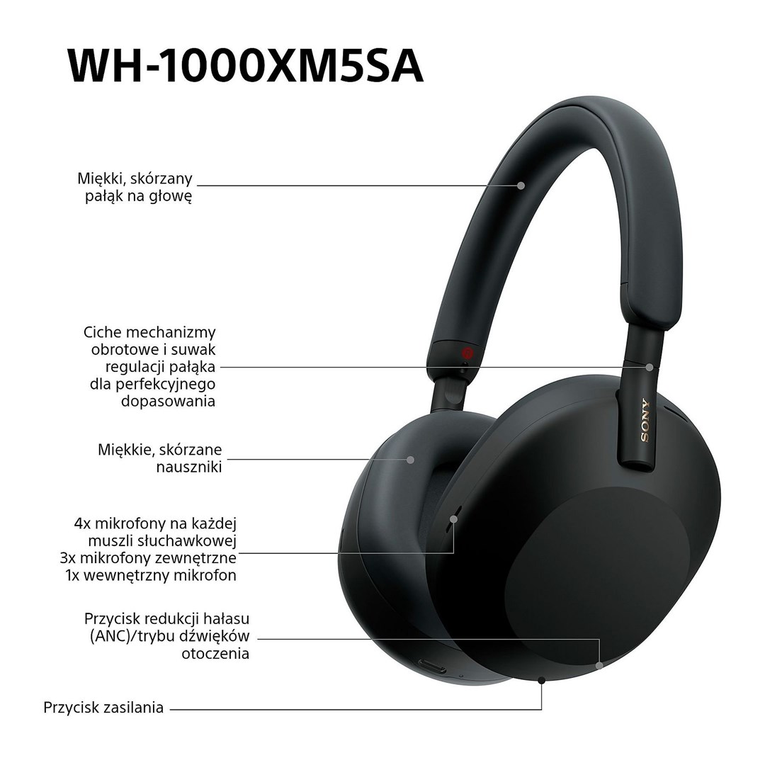 Kufje SONY WH-1000XM5SA, të zeza