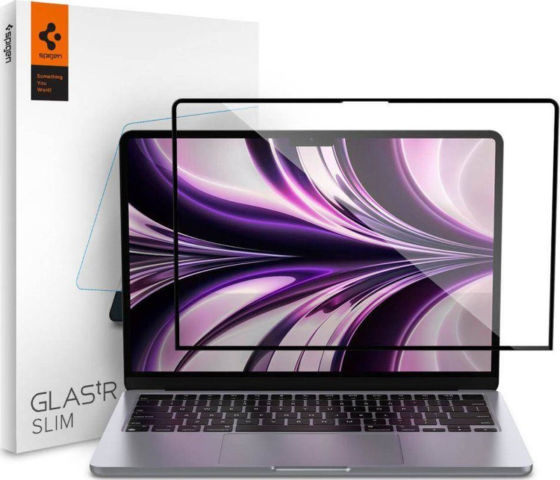 Mbrojtësi i ekranit Spigen Glass FC për MacBook Air 13" 2022, qelq i kalitur, i tejdukshëm