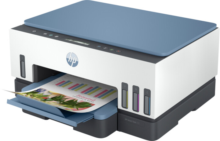 Printer HP Smart Tank 725, i bardhë / zi / kaltër