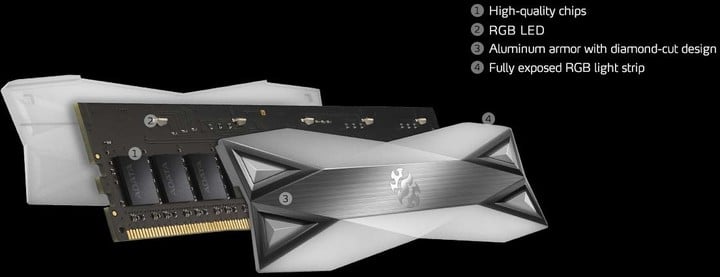 Module të memories ADATA XPG SPECTRIX D60G 16GB (2x8GB) DDR4 3200 CL16, tungsten