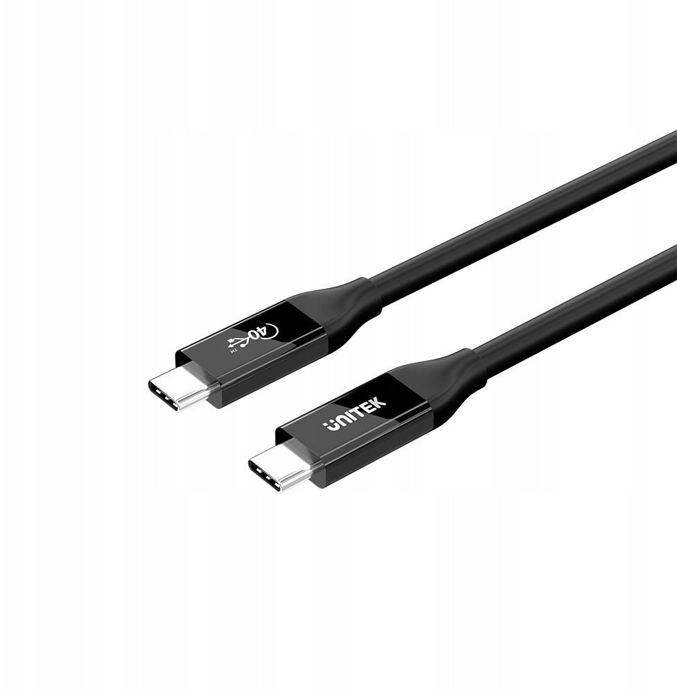 Kabllo USB C Unitek USB 4.0, 2m, 100W PD, 40 Gbps, e zezë