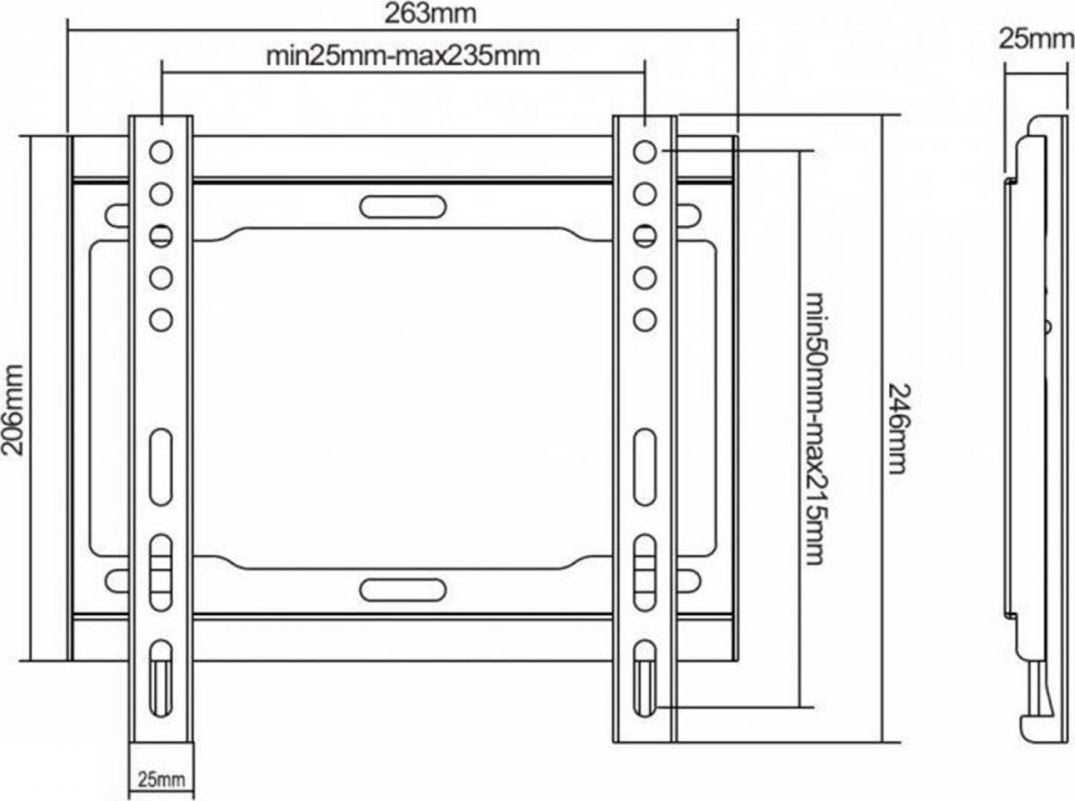 Mbajtëse muri për TV CABLETECH UCH0150, 13"-42", fikse slim, e zezë