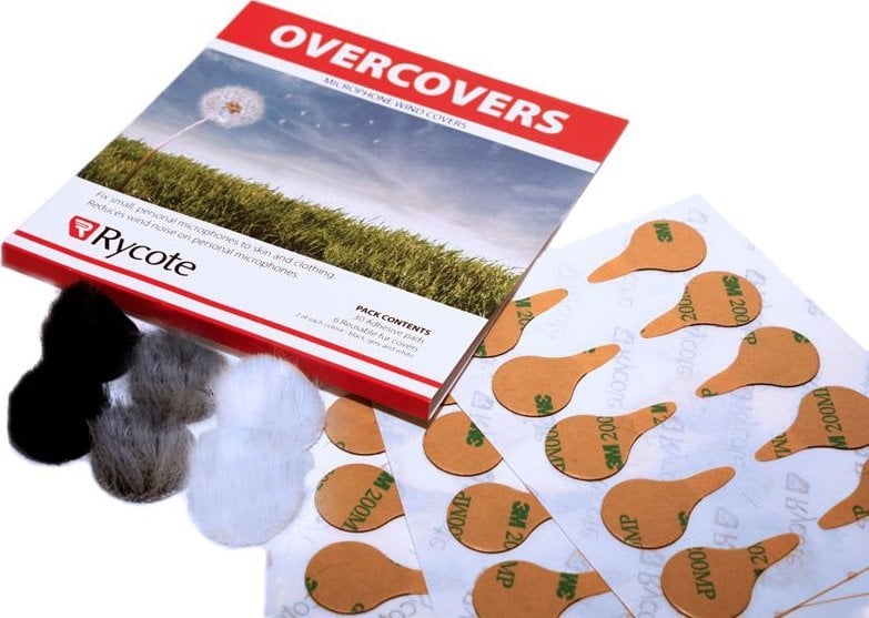 Aksesor për mikrofon Rycote Overcovers Mixed Colors, 25 sete me 6 disqe leshi, 30 ngjitëse stickies, ngjyra të përziera