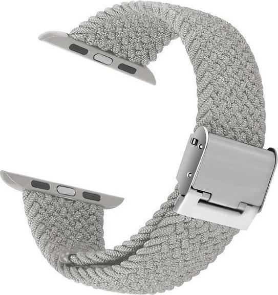 Rrip dore Crong Wave Band Braided për Apple Watch 38/40/41 mm, material tekstil, gri e çelët