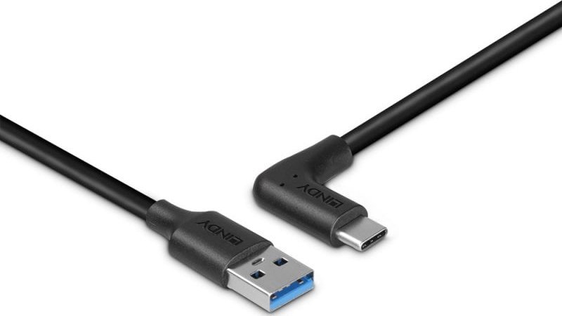 Kabllo USB LINDY 1.5m, USB 3.2 Type A në Type C, kënd 90°