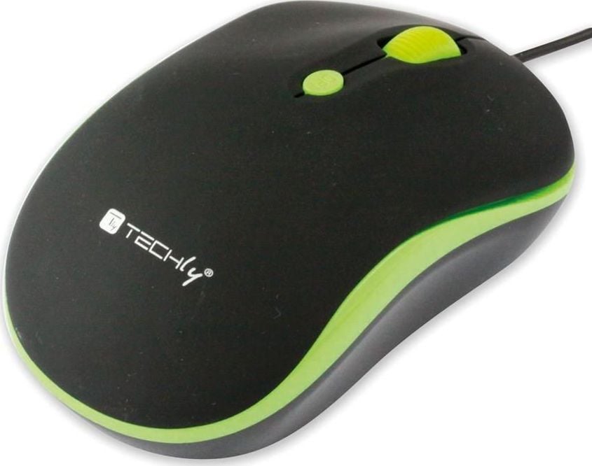 Maus optik Techly USB, 1600 DPI, me kabllo, i zi jeshil