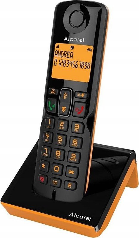 Telefon pa tela Alcatel S280 Solo, DECT, Caller ID, i zi portokalli