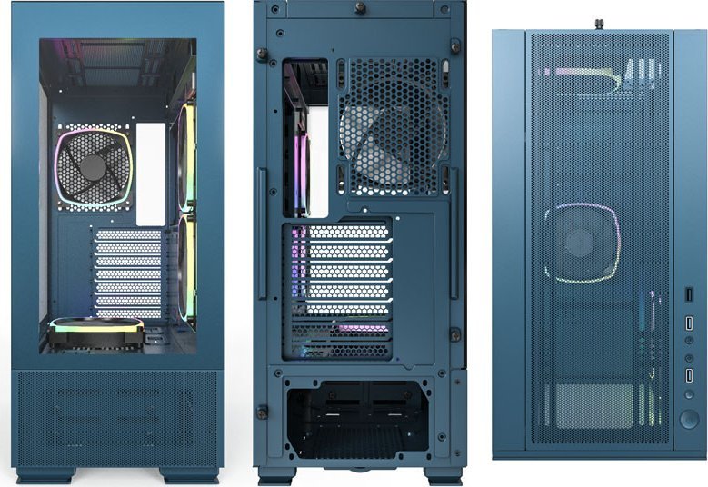 Kasë Montech SKY TWO ARGB, e kaltër, Midi Tower