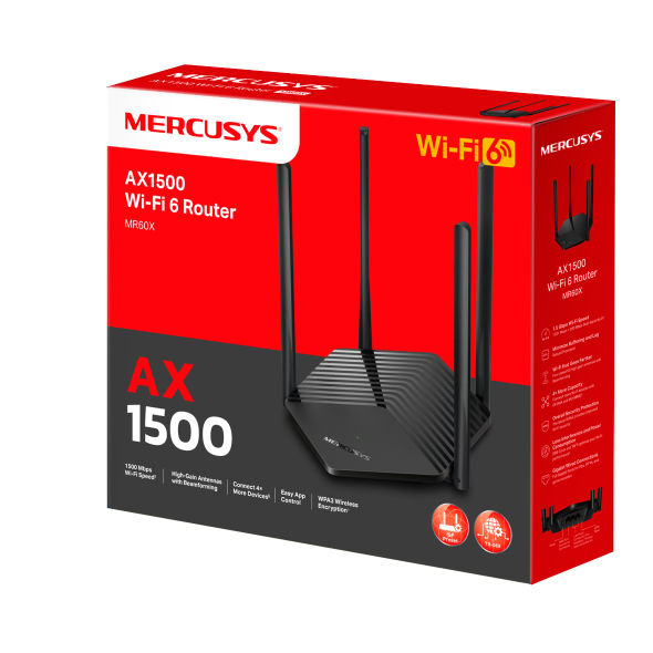 Ruter Mercusys AX1500 Dual-Band, WiFi 6, 1201Mbps, i zi