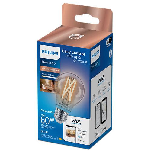 Llambë inteligjente Philips Wiz E27, LED 60W, dritë e bardhë e ftohtë dhe e ngrohtë, e rregullueshme