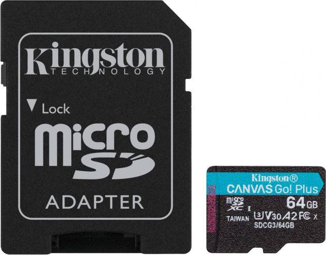 Kartë memorie Kingston Canvas Go! Plus MicroSDXC, 64 GB, Class 10 UHS-I / U3 A2 V30 (SDCG3 / 64GB)