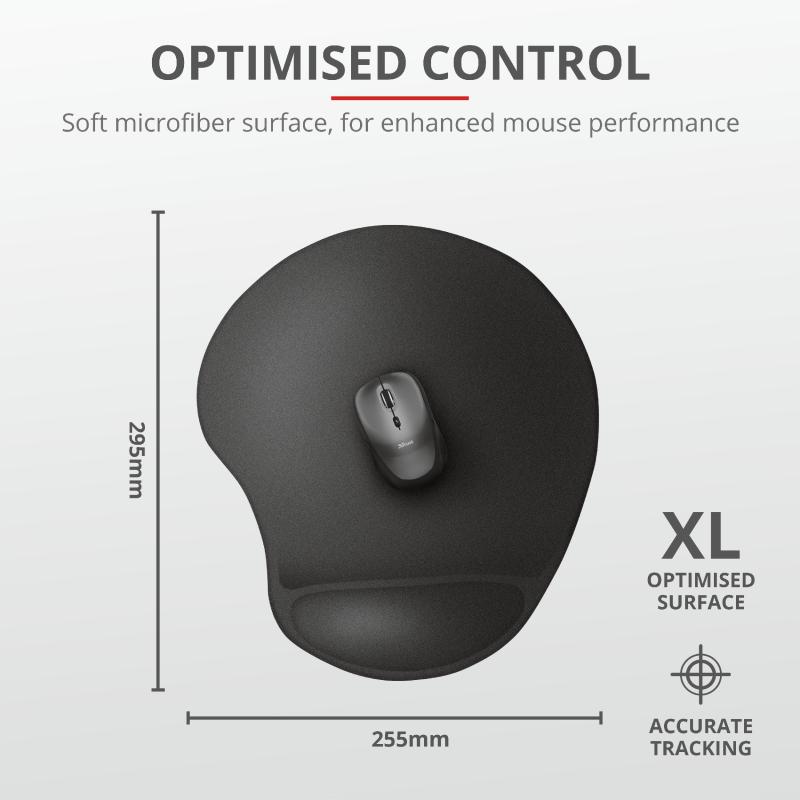 Mousepad Trust BigFoot XL 23728, ergonomik, me mbështetëse xheli, i zi