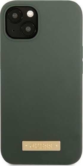 Mbështjellës telefoni Guess GUHMP13MSBPLA, për iPhone 13 6.1", silikon, MagSafe, jeshile khaki