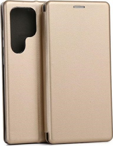 Kapak telefoni Beline Book Magnetic Samsung Galaxy S24 Ultra S928, me mbështetje, gold