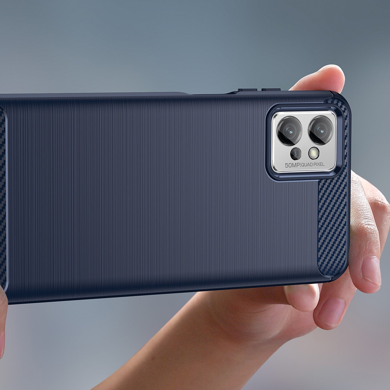 Mbrojtëse telefoni Hurtel Carbon Case për Xiaomi Poco F4 5G, silikon fleksibël, blu