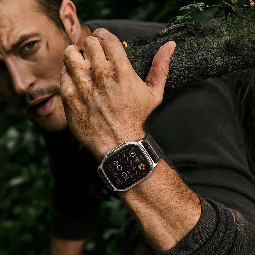 Ремче Tech-Protect Nylon Slip за Apple Watch 44 45 46 49 mm, проветрлив најлон, црно