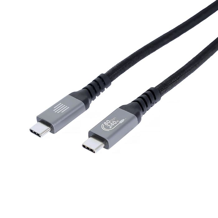 Dviced USB4 Braided Cable, 80 Gbps, 240 W, (Thunderbolt Compatible), 1m, Black