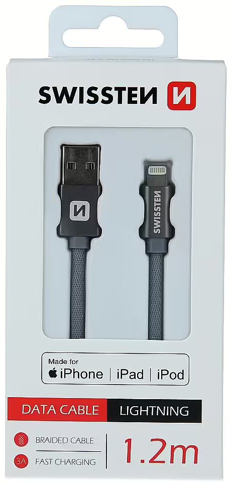 Kabllo USB Lightning Swissten MFi, 1.2m, e bardhë