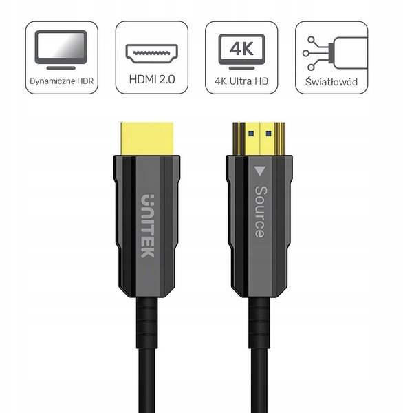 Kабел HDMI Unitek Optical 2.0 AOC, 12 m, 4K 60Hz, црна