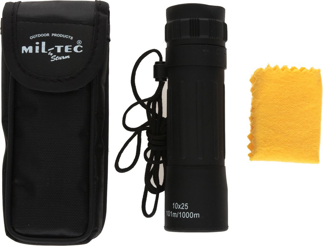 Monokular Mil Tec 10x25, fushë shikimi 101m në 1000m, i zi