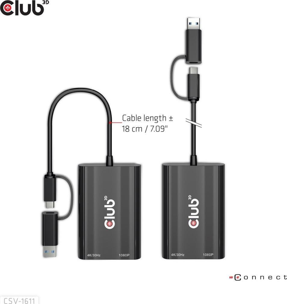 Docking station Club 3D CSV-1611, USB-C USB-A, HDMI VGA, i zi