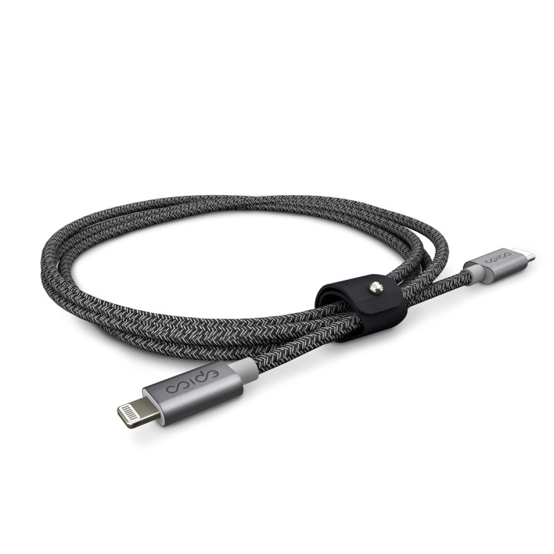 Kablloja Epico Fabric Braided USB-C në Lightning, 1.8m, e zezë