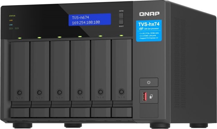 Server skedarësh Qnap TVS h674, Intel Core i3, 16GB RAM, gri