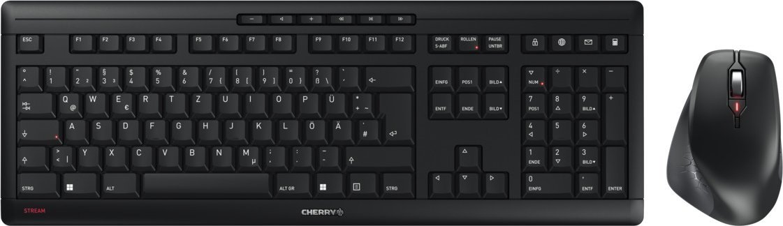 Set tastierë dhe maus Cherry Stream Desktop Comfort, pa kabllo, ergonomik, i zi