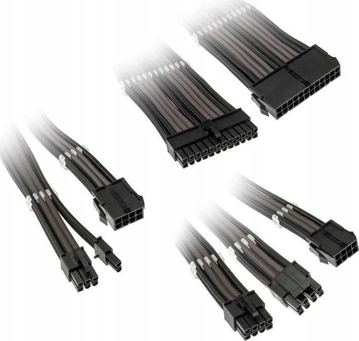 Set kabllo zgjatëse të thurura Kolink Core Adept, 6 copë, për PSU PCIe 5.0, e zezë gri metalike