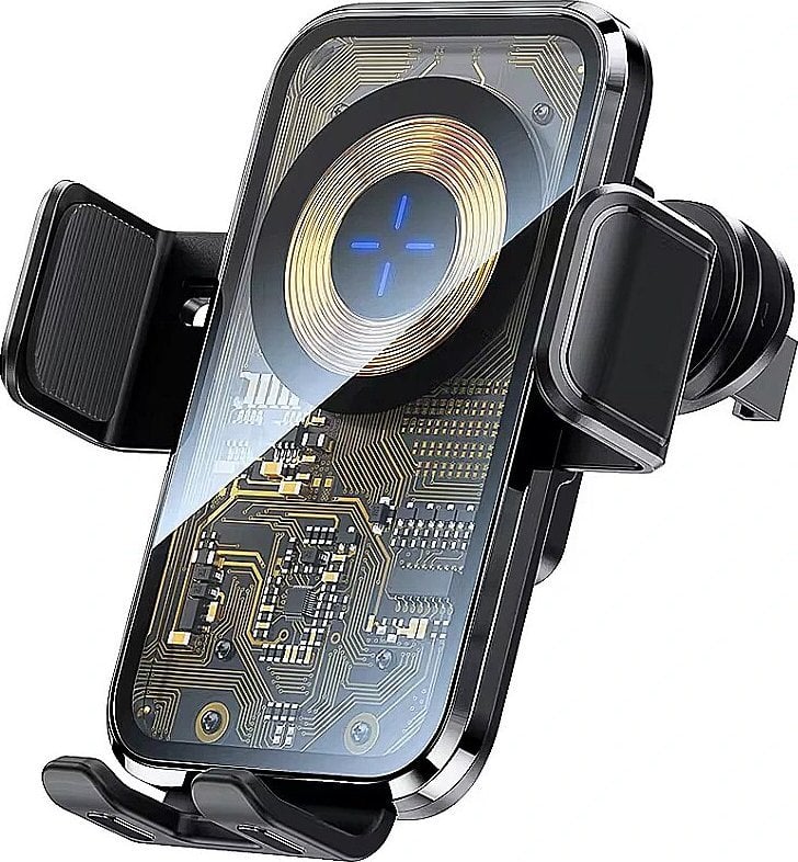 Mbajtës veture RoGer X11, karikim wireless 15W, për telefona 4.7" deri 8.9", i zi