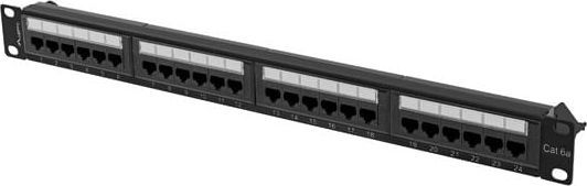 Patch panel Lanberg PPUA-1024-B, 24 porta RJ-45 Cat.6A, 1U 19", i zi
