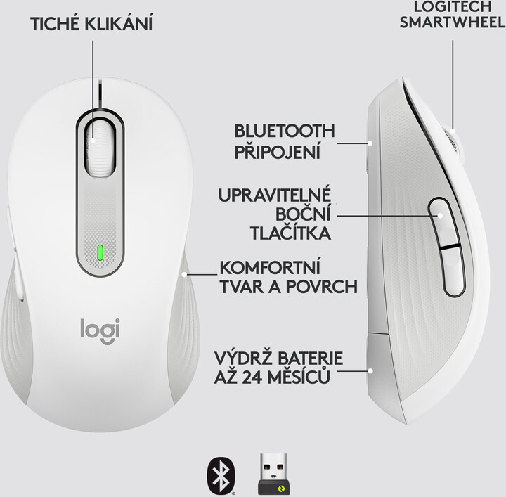 Maus Logitech M650L, i bardhë