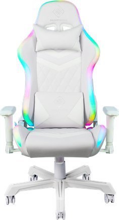 Karrige gaming Deltaco White Line, ergonomike, RGB LED, e bardhë