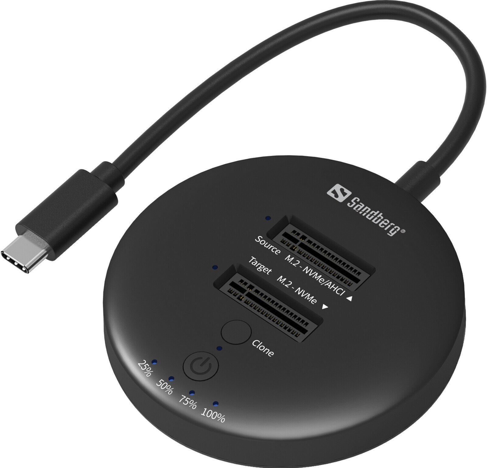 Dok bazë për SSD Sandberg USB 3.2 Cloner Dock, për NVMe M.2, USB C 20 Gbps, i zi