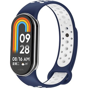 Rrip siliconi Eternico Sporty për Xiaomi Smart Band 8 9, i ajrosur, i rregullueshëm, aqua blu dhe i bardhë