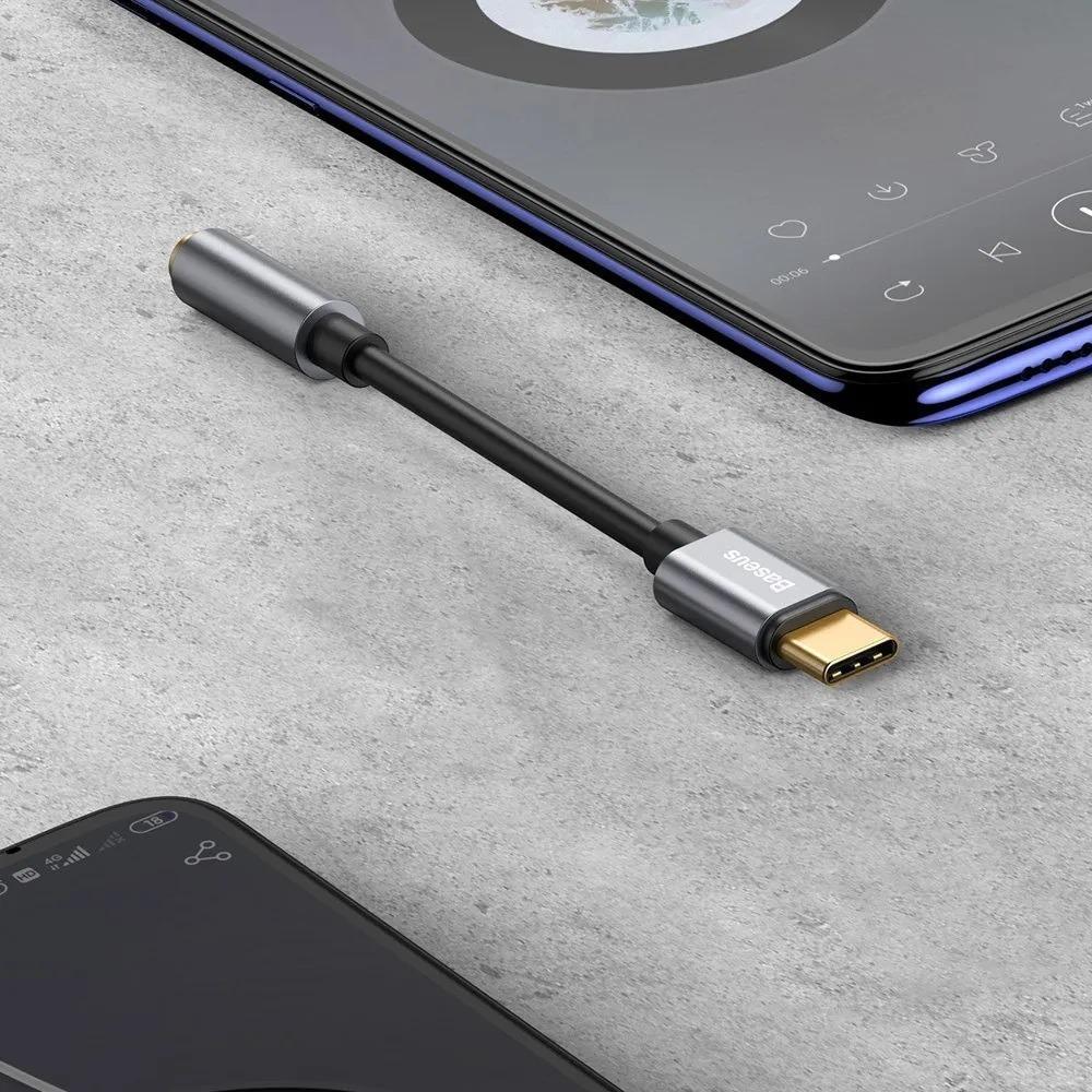 Adapter audio Baseus L54, USB C në 3.5mm, i zi