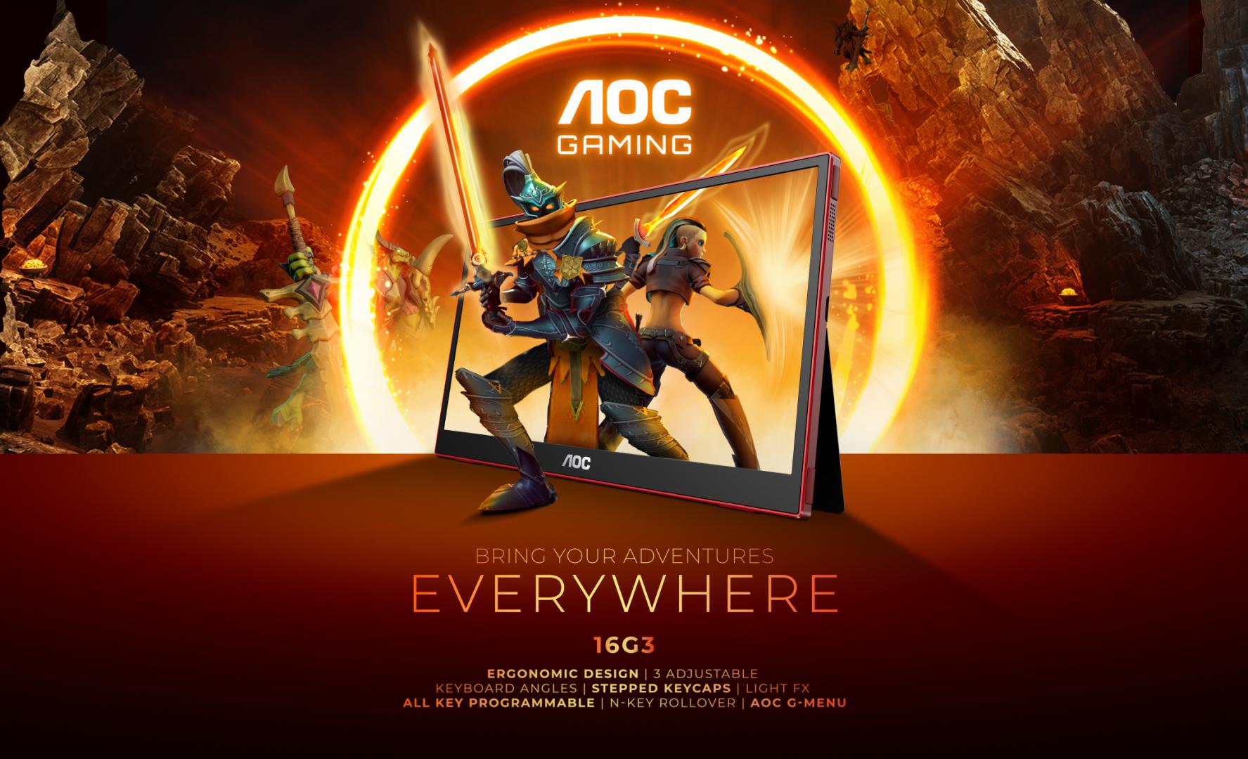 Monitor portativ AOC 16G3, 15.6", Full HD 144Hz, i zi