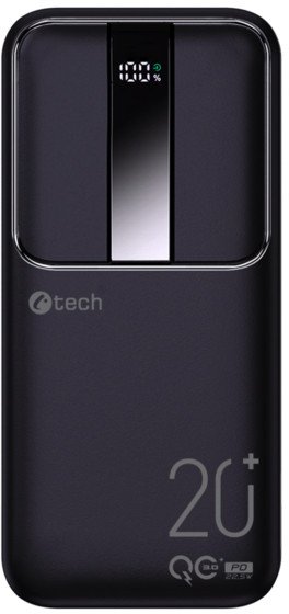 Power bank C-Tech 20000mAh, 22.5W, USB C dhe USB A, i zi