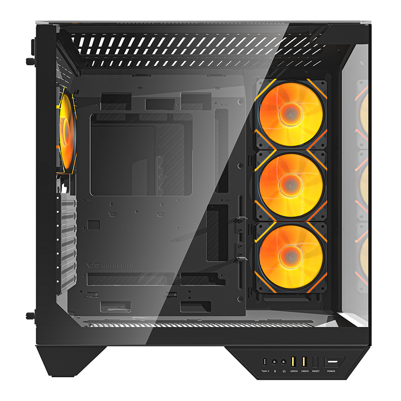 Kasa PC DarkFlash DY470 ATX, kub, 4 ventilatorë ARGB, e zezë