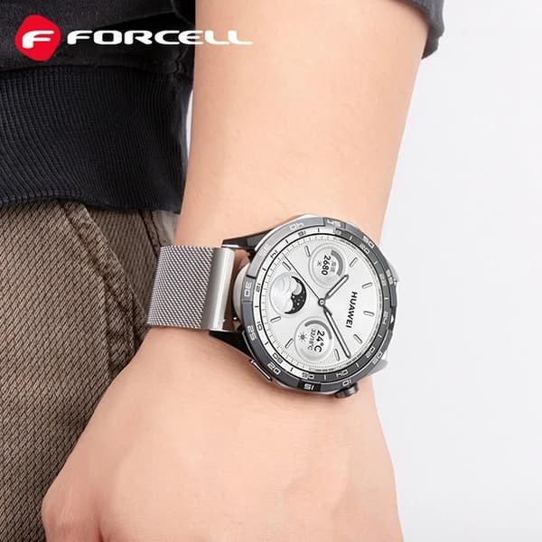 Rrip ore Forcell Strap F-DESIGN FS11, 22 mm, çelik inox magnetik, argjendtë