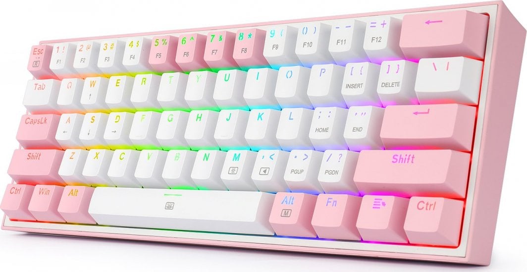 Tastierë mekanike Redragon K617 Fizz, 61 taste, RGB, rozë