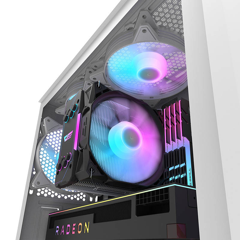 Kuti PC Darkflash DK352 Plus, ATX Mid Tower, 4 ventilatorë RGB, e bardhë