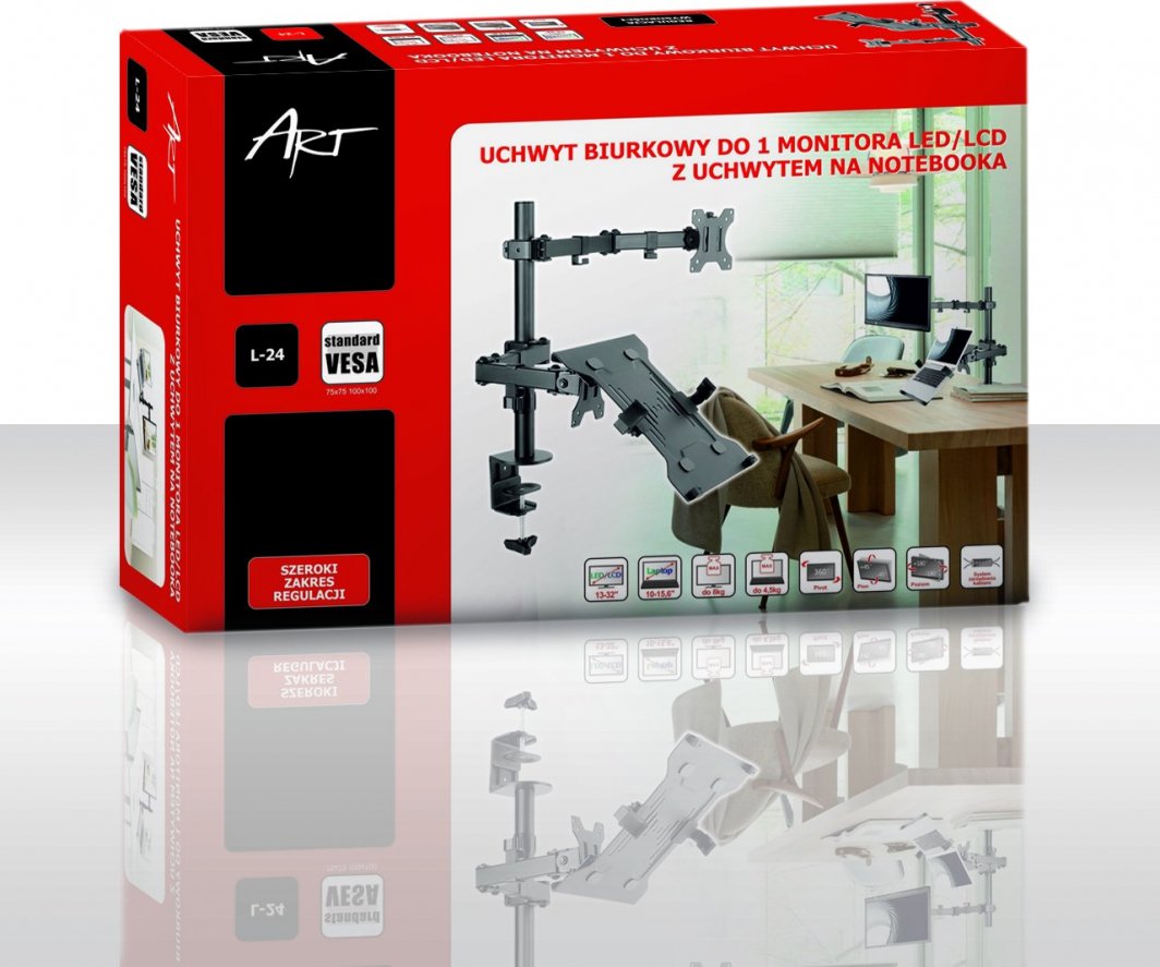 Mbajtëse Art Desk për monitor 13"- 32" dhe laptop L-24 (RAMM L-24)