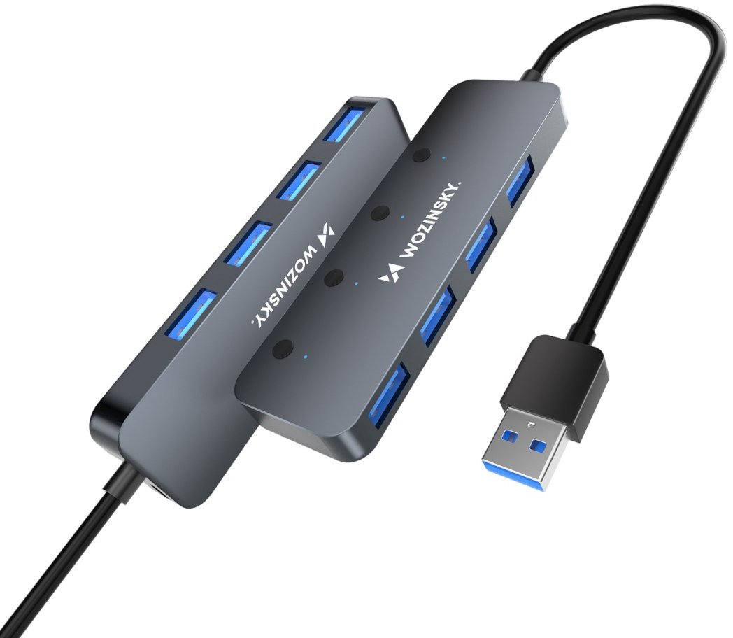 USB hub Wozinsky WHS080YSS, 4x USB A 3.0, alumini, gri